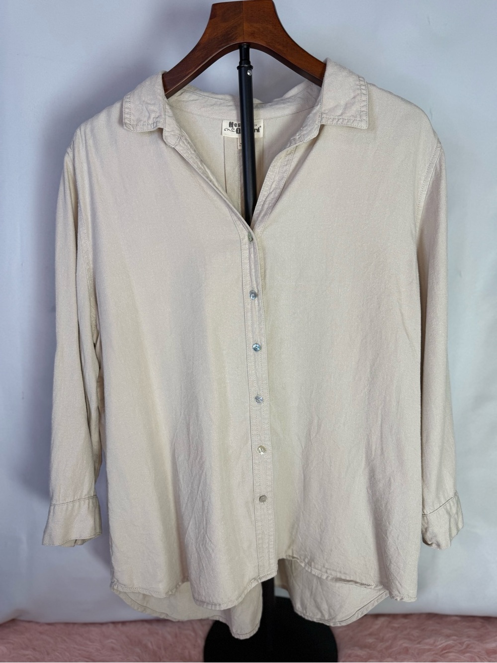 Hesters Orchard Light Beige Button-Up Shirt Size L